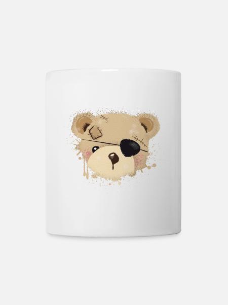 niedliches Piraten Teddy Graffiti mit Augenklappe - Tasse - Weiß