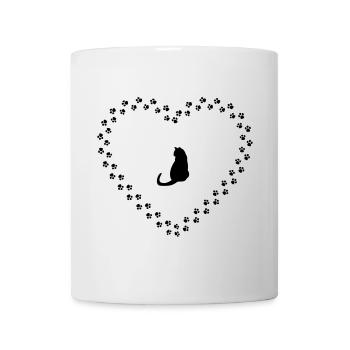 Chat avec coeur de pattes - Mug blanc - blanc - Devant