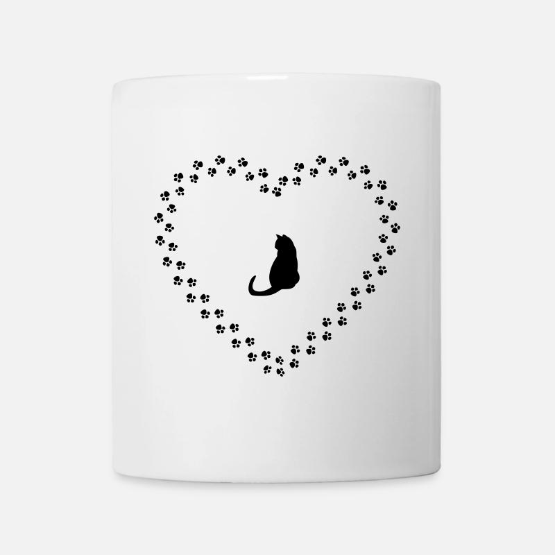 Katze mit Pfoten Herz - Tasse - Weiß
