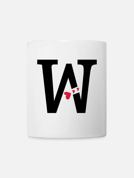 Capital lettre W avec des coeurs - Mug blanc - blanc