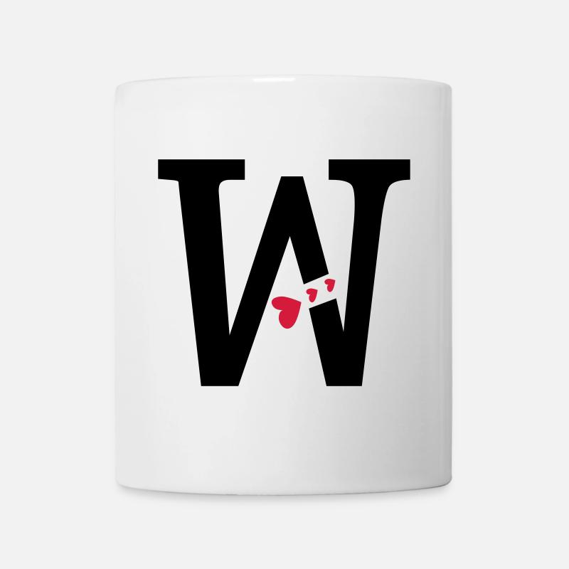 Großbuchstabe W mit Herzen - Tasse - Weiß