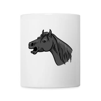 Schwarzes Pferdeporträt im Grafitstil - Tasse - Weiß - Vorne