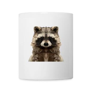 Geometrischer Waschbär - Modernes Low Poly Design - Tasse - Weiß - Vorne