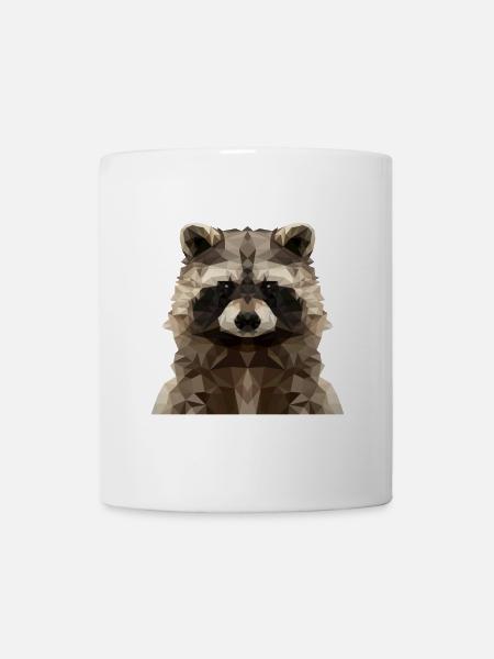 Geometrischer Waschbär - Modernes Low Poly Design - Tasse - Weiß