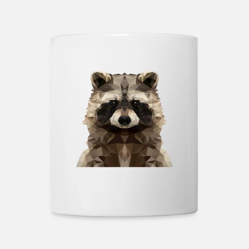 Geometrischer Waschbär - Modernes Low Poly Design - Tasse - Weiß