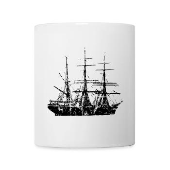 Segelschiff Segel Design (Vintage Schwarz) - Tasse - Weiß - Vorne