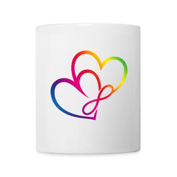 Zwei Herzen Regenbogen Infinity Love CSD LGBT - Tasse - Weiß - Vorne