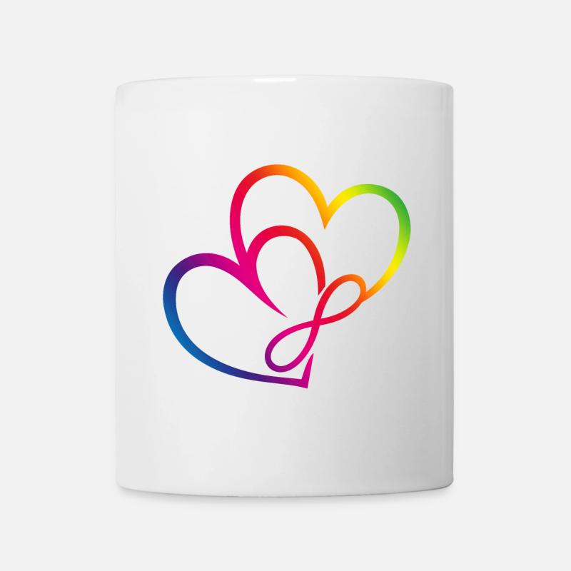 Two Hearts Rainbow Infinity Love CSD LGBT - Mug - white