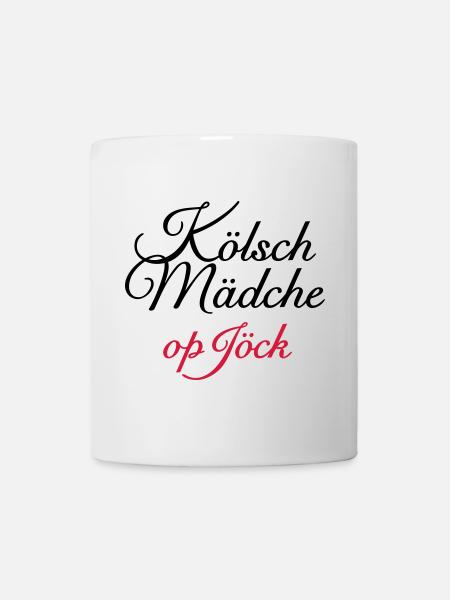 Kölsch Mädche op Jöck - Mädchen aus Köln unterwegs - Tasse - Weiß