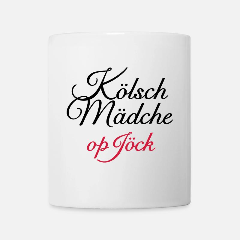 Kölsch Mädche op Jöck - Mädchen aus Köln unterwegs - Tasse - Weiß