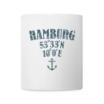 Hamburg Koordinaten Längengrad Breitengrad - Tasse - Weiß - Vorne