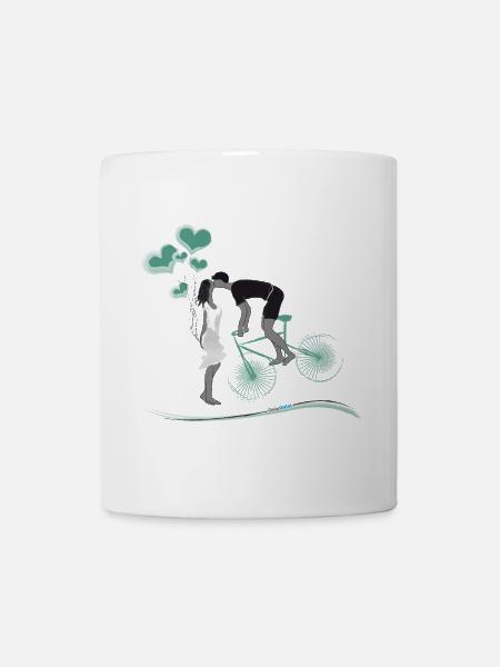 Bicycle Couple Heart Balloons Love knows no bounds - Mug - white