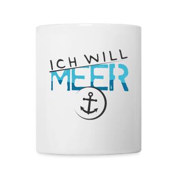 ich will meer See Anker Symbol Wasser Urlaub Logo - Tasse - Weiß - Vorne