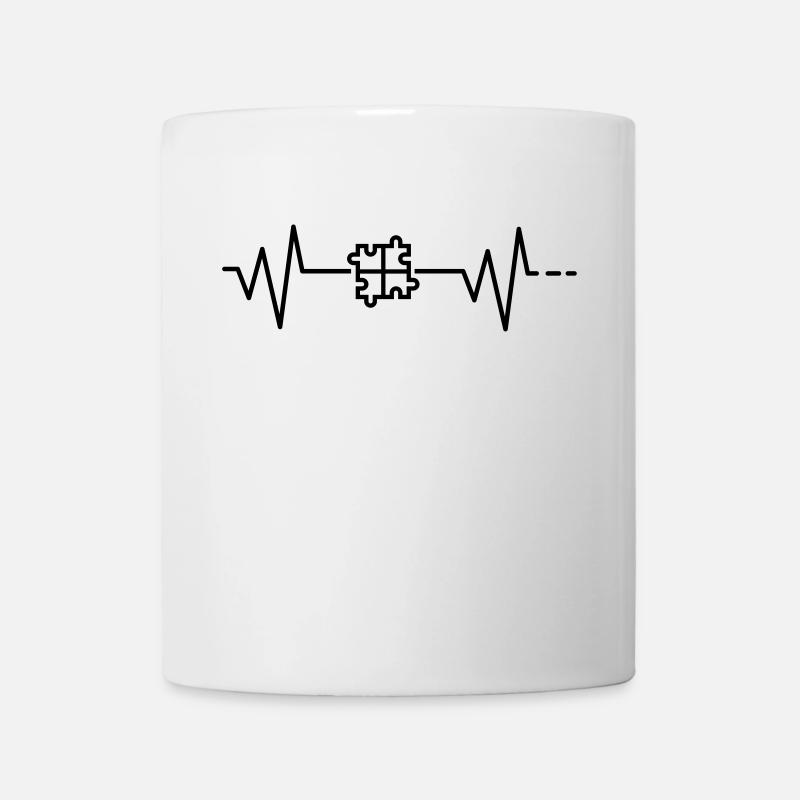 Herzschlag Puzzle puzzleteil Rätsel Geschenkidee - Tasse - Weiß
