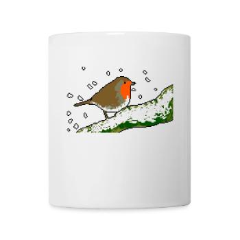 Robin winter snow pixel - Mug - white - Front