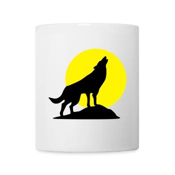 Wolf und Vollmond - Tasse - Weiß - Vorne