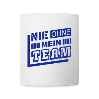 Nie ohne Team (Schriftzug) - Tasse - Weiß - Vorne