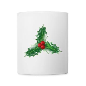 Holly branch with three leaves and three berries - Mug - white - Front