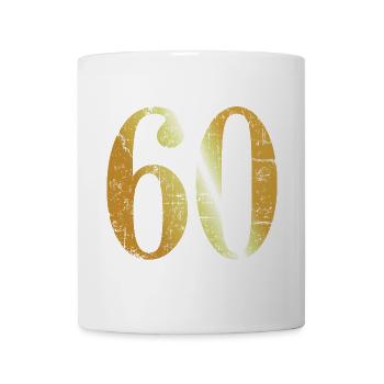 Nummer 60 (Vintage Goldgelb) 60. Geburtstag - Tasse - Weiß - Vorne