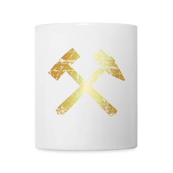 Schlägel und Eisen Bergmannszeichen (Grunge Look) - Tasse - Weiß - Vorne