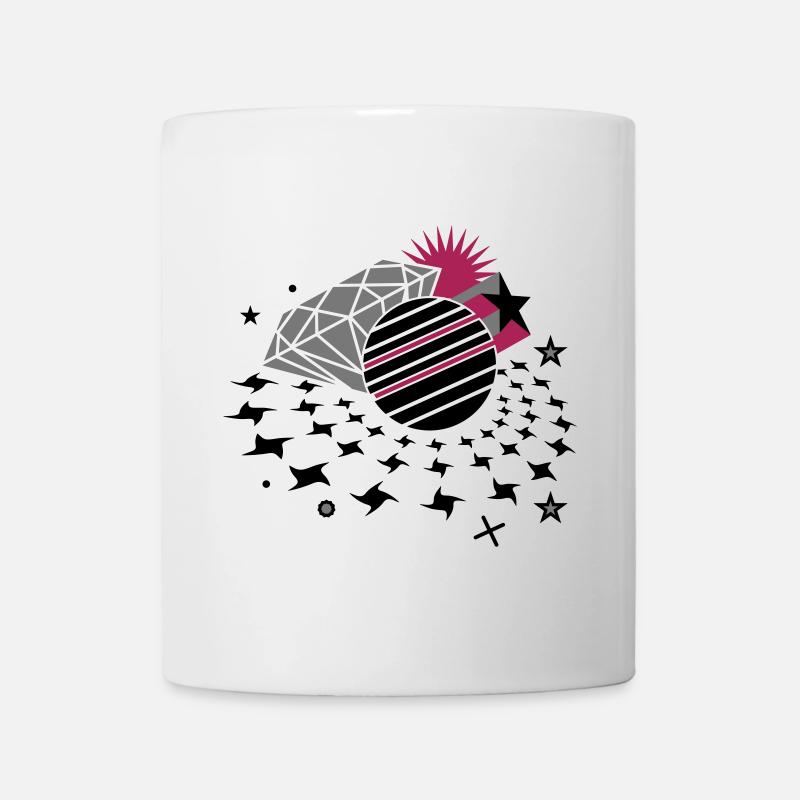 Disco Lichter mit 3D Stern,Discokugel und Diamant - Tasse - Weiß