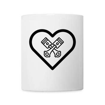 Herz Symbol Kolben Motor Auto Fridays for Hubraum - Tasse - Weiß - Vorne