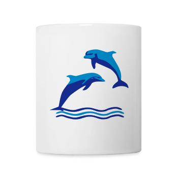 Delfine und Wellen, Delfin - Tasse - Weiß - Vorne