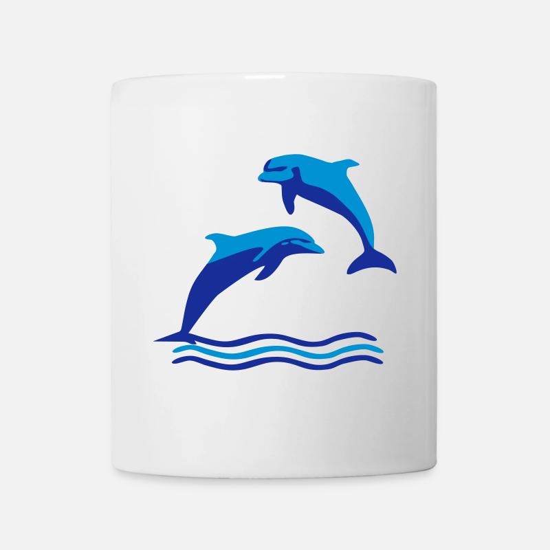Delfine und Wellen, Delfin - Tasse - Weiß