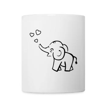 Un éléphant mignon souffle des cœurs - Mug blanc - blanc - Devant
