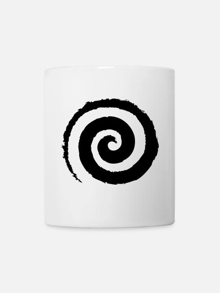 Schwarze Pinselstrich-Spirale - Tasse - Weiß
