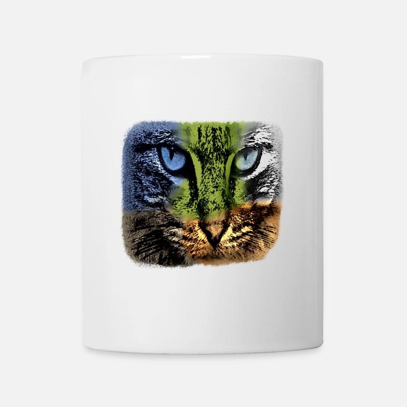 Buntes Katzengesicht, individualistisch - Tasse - Weiß