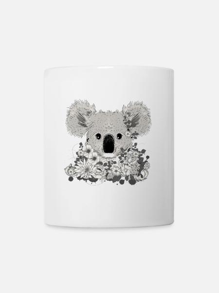 ours koala décoré de fleurs et d'eucalyptus - Mug blanc - blanc