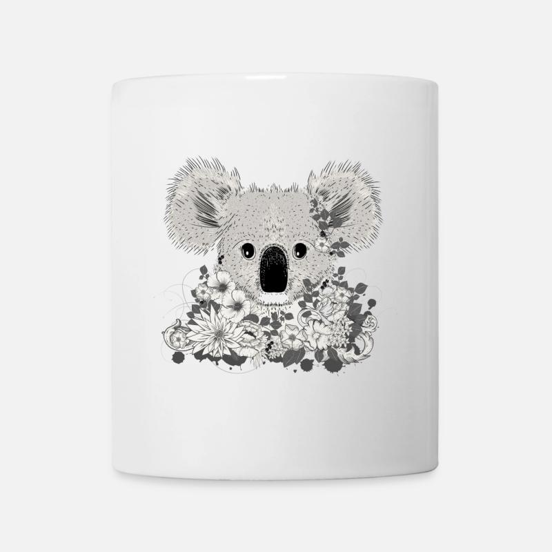 ours koala décoré de fleurs et d'eucalyptus - Mug blanc - blanc