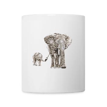 Wirbelnde Elefantenfamilie - Tasse - Weiß - Vorne