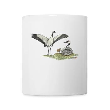 Kranich-Familie mit Küken - Tasse - Weiß - Vorne