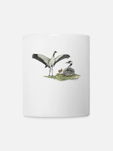 Kranich-Familie mit Küken - Tasse - Weiß