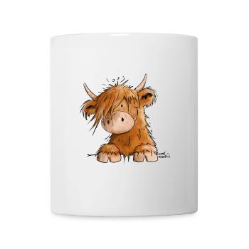 Schottisches Hochlandrind I Highland Cattle Kuh - Tasse - Weiß - Vorne
