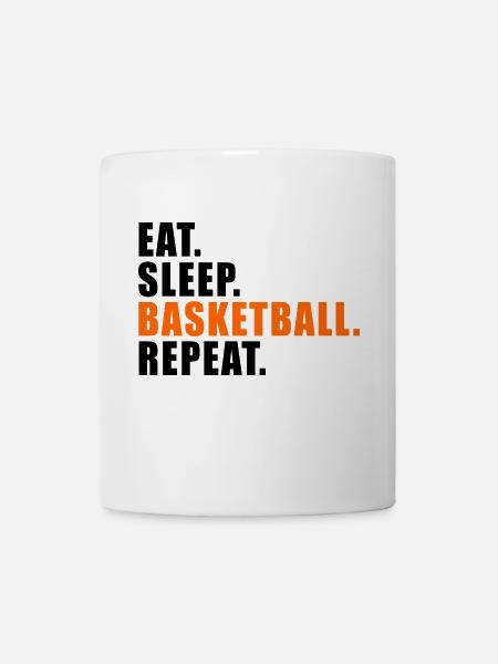 EAT SLEEP BASKETBALL REPEAT GESCHENK STREETBALL - Tasse - Weiß