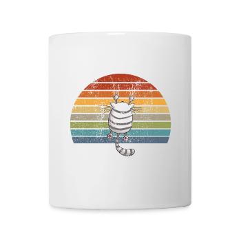 Chat suspendu I Vintage chats motif rétro bande dessinée - Mug blanc - blanc - Devant