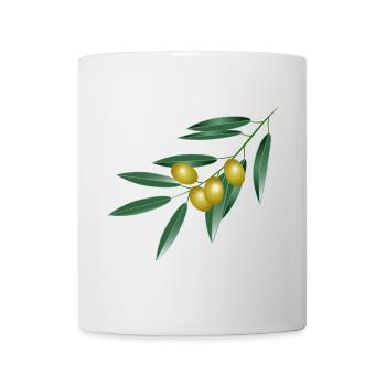 Branche d'olivier aux quatre olives. Symbole de paix - Mug blanc - blanc - Devant