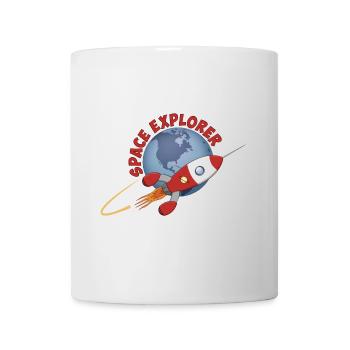 Weltraumforscher, Rakete und Erde. - Tasse - Weiß - Vorne