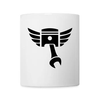 Kolben Schlüssel Emblem mit Flügeln - Tasse - Weiß - Vorne