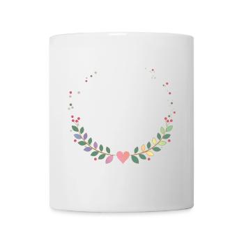delicate frame from multi-colored branches and heart - Mug - white - Front