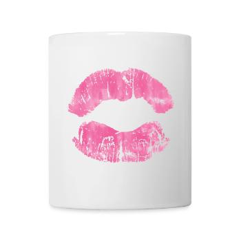 Pink Lip Kiss Print Kunst - Tasse - Weiß - Vorne
