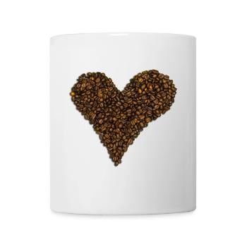 Ein Herz aus Kaffeebohnen - Tasse - Weiß - Vorne