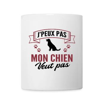 je peux pas mon chien veut pas - Mug blanc - blanc - Devant