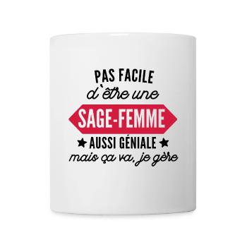 sage-femme et géniale - Mug blanc - blanc - Devant