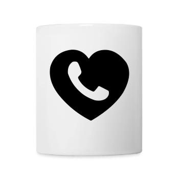 Herz oder Herz mit Telefon ausgeschnittenen Schatten - Tasse - Weiß - Vorne