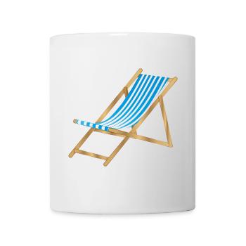 blau weiß gestreifter maritimer Liegestuhl - Tasse - Weiß - Vorne