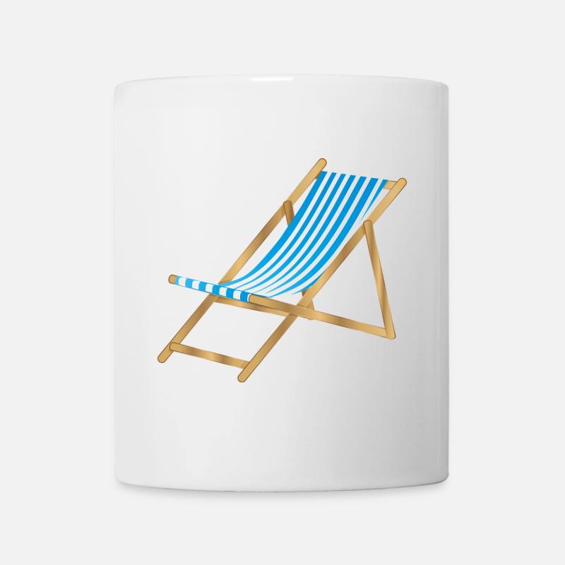 blau weiß gestreifter maritimer Liegestuhl - Tasse - Weiß